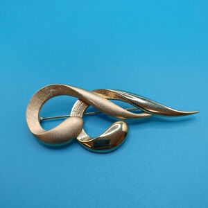 3" Swirl Mix Metal Gold Tone Finish Fashion Brooch Pin